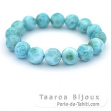 Bracelet de 16 Perles en Larimar de 13  13.2 mm - 17 cm - 52 gr