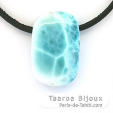 Collier en Cuir et 1 Larimar - 33 x 21 x 10 mm - 14.8 gr