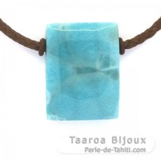 Collier en Coton et 1 Larimar - 28 x 21 x 8 mm - 11.6 gr