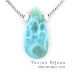 Collier en Argent et 1 Larimar - 36 x 17 x 8 mm - 8.6 gr