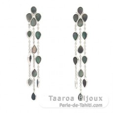 Boucles d'oreilles en Nacre de Tahiti et Argent .925 Rhodi