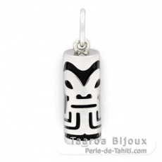 Tiki en Argent et Agate Noire - 17 mm - Abondance