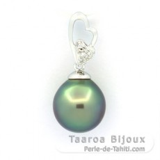 Pendentif en Argent et 1 Perle de Tahiti Semi-Baroque C 11 mm