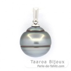 Pendentif en Argent et 1 Perle de Tahiti Cerclée BC 12.2 mm