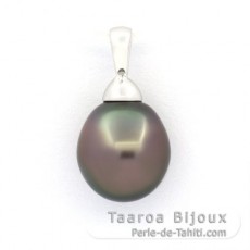 Pendentif en Argent et 1 Perle de Tahiti Semi-Baroque B 10.3 mm
