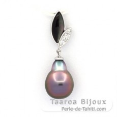 Pendentif en Argent et 1 Perle de Tahiti Semi-Baroque B 9.7 mm