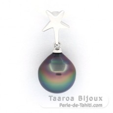 Pendentif en Argent et 1 Perle de Tahiti Semi-Baroque C 10.7 mm