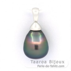 Pendentif en Argent et 1 Perle de Tahiti Semi-Baroque C 9.5 mm