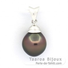 Pendentif en Argent et 1 Perle de Tahiti Semi-Baroque B/C 9.7 mm