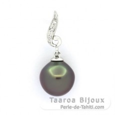 Pendentif en Argent et 1 Perle de Tahiti Semi-Baroque B 10 mm