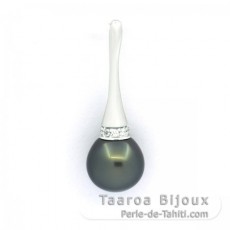 Pendentif en Argent et 1 Perle de Tahiti Semi-Baroque B/C 10.3 mm