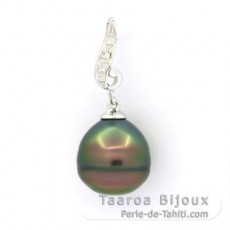 Pendentif en Argent et 1 Perle de Tahiti Cercle B 10.5 mm