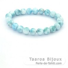 Bracelet de 22 Perles en Larimar de 8  8.4 mm - 15 cm - 18 gr