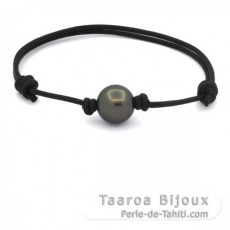 Bracelet en Cuir et 1 Perle de Tahiti Ronde C 12.3 mm