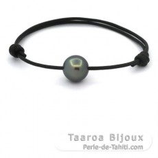 Bracelet en Cuir et 1 Perle de Tahiti Ronde C 12.7 mm