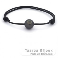 Bracelet en Cuir et 1 Perle de Tahiti Ronde C 12.5 mm