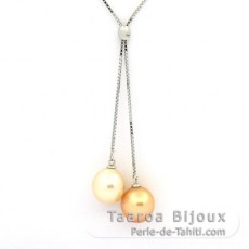 Collier en Argent et 2 Perles d'Australie Semi-Baroque B 9.5 mm