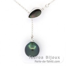 Collier en Argent et 1 Perle de Tahiti Semi-Baroque A 10 mm