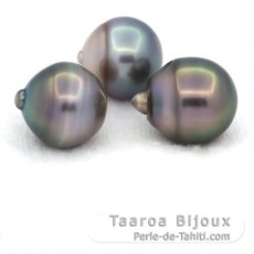 Lot de 3 Perles de Tahiti Cercles C de 12.1  12.4 mm