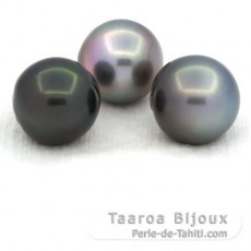 Lot de 3 Perles de Tahiti Semi-Baroques C de 12.4 à 12.6 mm