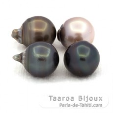 Lot de 4 Perles de Tahiti Semi-Baroques D de 9.8 à 9.9 mm