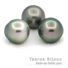Lot de 3 Perles de Tahiti Semi-Baroques C de 12 à 12.4 mm