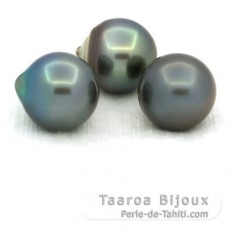 Lot de 3 Perles de Tahiti Semi-Baroques C de 11.7  11.9 mm