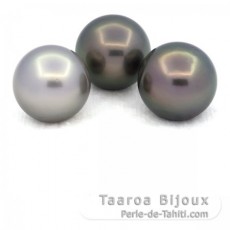 Lot de 3 Perles de Tahiti Rondes C de 12.5  12.8 mm