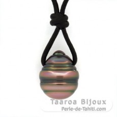 Collier en Cuir et 1 Perle de Tahiti Cercle C 11 mm