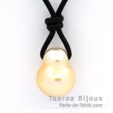 Collier en Cuir et 1 Perle d'Australie Semi-Baroque C 12.1 mm