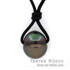 Collier en Cuir et 1 Perle de Tahiti Cercle B 10.9 mm