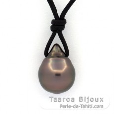 Collier en Cuir et 1 Perle de Tahiti Cercle B 11.2 mm