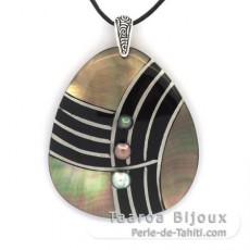 Pendentif en Nacre et 3 keishis de Tahiti