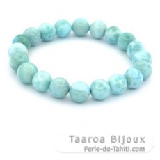 Bracelet de 20 Perles en Larimar de 9  9.5 mm - 15 cm - 22.1 gr