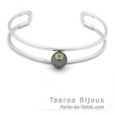Bracelet en Argent et 1 Perle de Tahiti Ronde B/C 9.6 mm