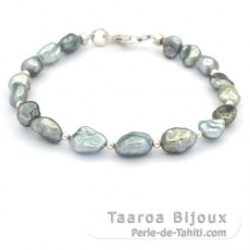 Bracelet de 17 Keishis de Tahiti et Argent .925