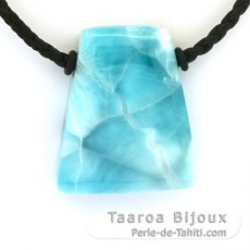 Collier en Coton et 1 Larimar - 32 x 27 x 9 mm - 16 gr