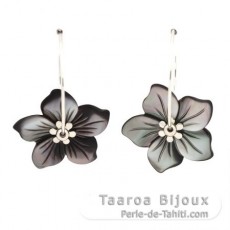 Boucles d'oreilles en Argent et Nacre de Tahiti