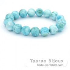 Bracelet de 17 Perles en Larimar de 11.7  12.2 mm - 17 cm - 41.3 gr