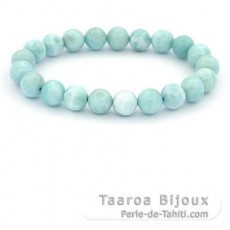 Bracelet de 21 Perles en Larimar de 8.5  8.8 mm - 16 cm - 19.5 gr