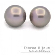 Lot de 2 Perles de Tahiti Rondes C 12 mm