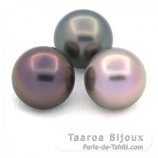 Lot de 3 Perles de Tahiti Rondes C de 12 mm