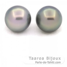 Lot de 2 Perles de Tahiti Rondes C 12 mm