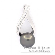 Pendentif en Argent et 1 Perle de Tahiti Semi-Ronde B 8.8 mm