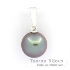 Pendentif en Or blanc 18K et 1 Perle de Tahiti Ronde B 9.2 mm