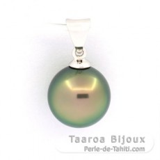 Pendentif en Or blanc 18K et 1 Perle de Tahiti Ronde B 10.1 mm