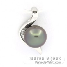Pendentif en Argent et 1 Perle de Tahiti Ronde C 8.5 mm
