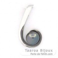 Pendentif en Argent et 1 Perle de Tahiti Ronde C 8.5 mm