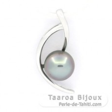 Pendentif en Argent et 1 Perle de Tahiti Semi-Ronde C 8.1 mm