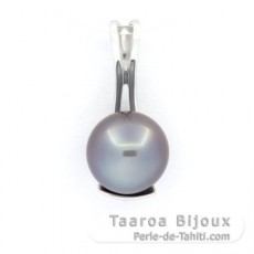 Pendentif en Argent et 1 Perle de Tahiti Ronde C 9.8 mm